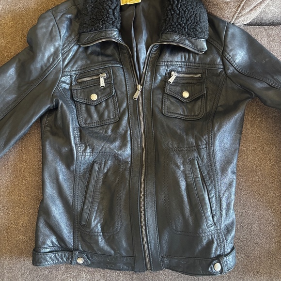 Michael Kors Leather Bomber Jacket - Picture 1 of 6